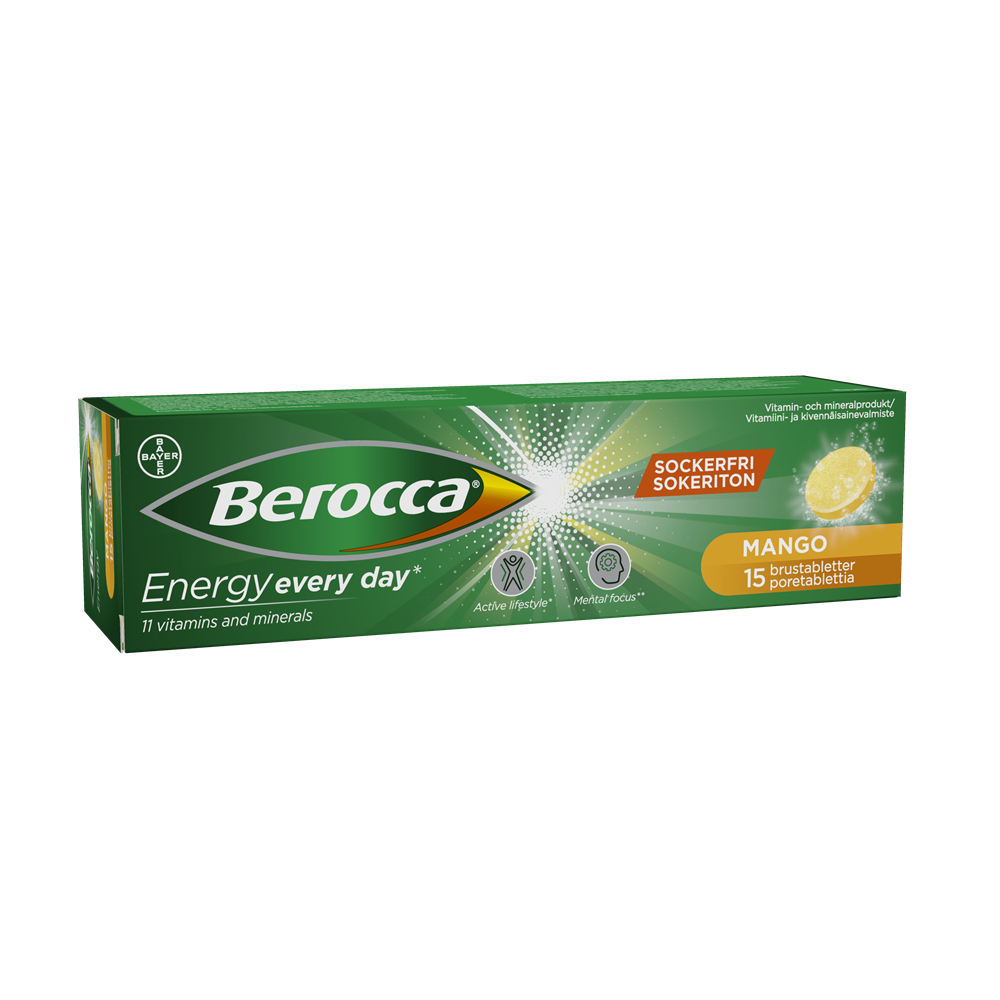 1. Berocca Energy Mango 15 tabl pakkaus