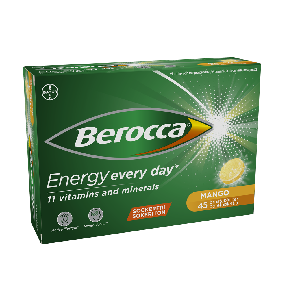 2. Berocca Energy Mango 45 tabl pakkaus